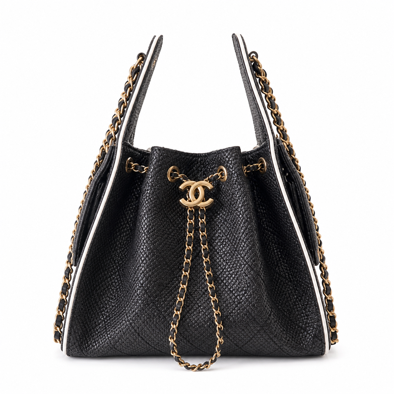 Chanel Classic Quilted Handbag | CC Turn-Lock Rigid Top Handle Chain Strap — 26x30cm