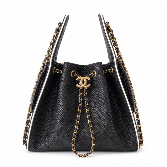 Chanel Classic Quilted Handbag | CC Turn-Lock Rigid Top Handle Chain Strap — 26x30cm