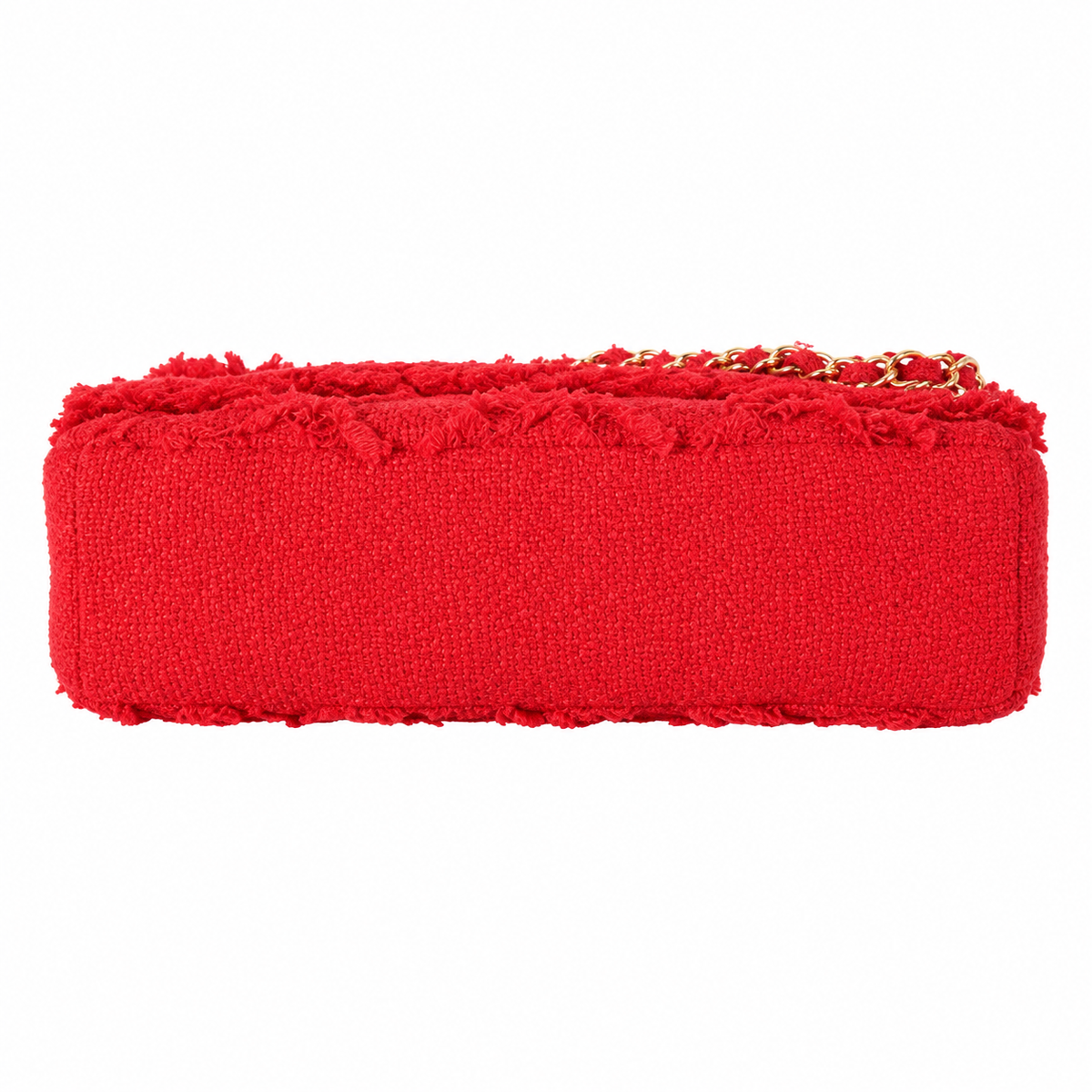 Chanel Large Quilted Tweed Flap Bag Red Gold 38cm