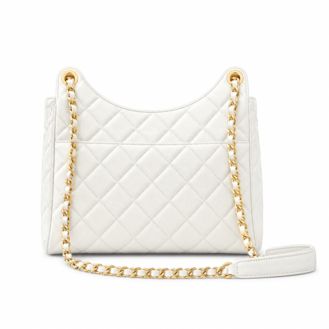 Chanel No.5 Charm Hobo Quilted Lambskin White Gold 22cm