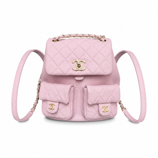 Chanel Duma Caviar Backpack | CC Turn-Lock Gold Chain Lavender — 20.5x20cm