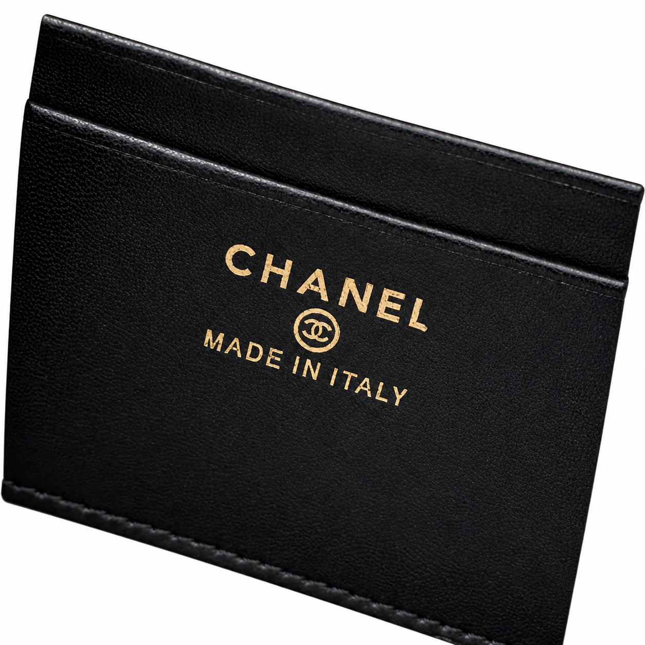 Chanel Black Iridescent Lizard-Embossed Vanity Case | Double Gold Chain — 18cm