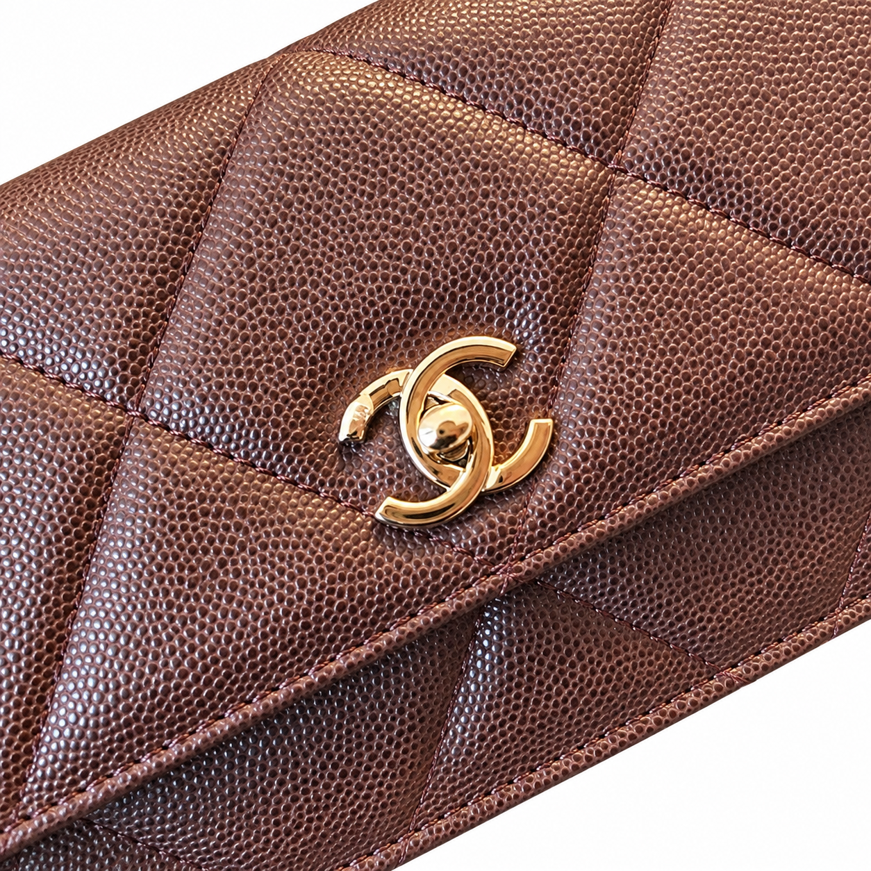 Chanel Trendy CC Quilted Caviar Top Handle WOC Dark Brown 19cm