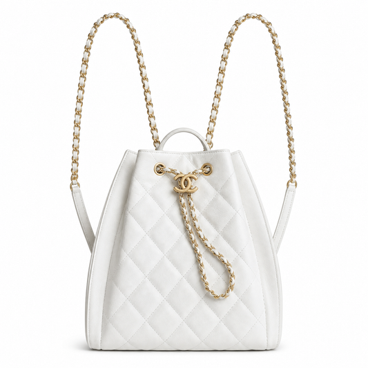 Chanel Classic Quilted Backpack – 23×23×14cm | Iconic CC Hardware, Leather-Woven Chain & Adjustable Straps | Luxury Backpack for School, Travel & Everyday Chic