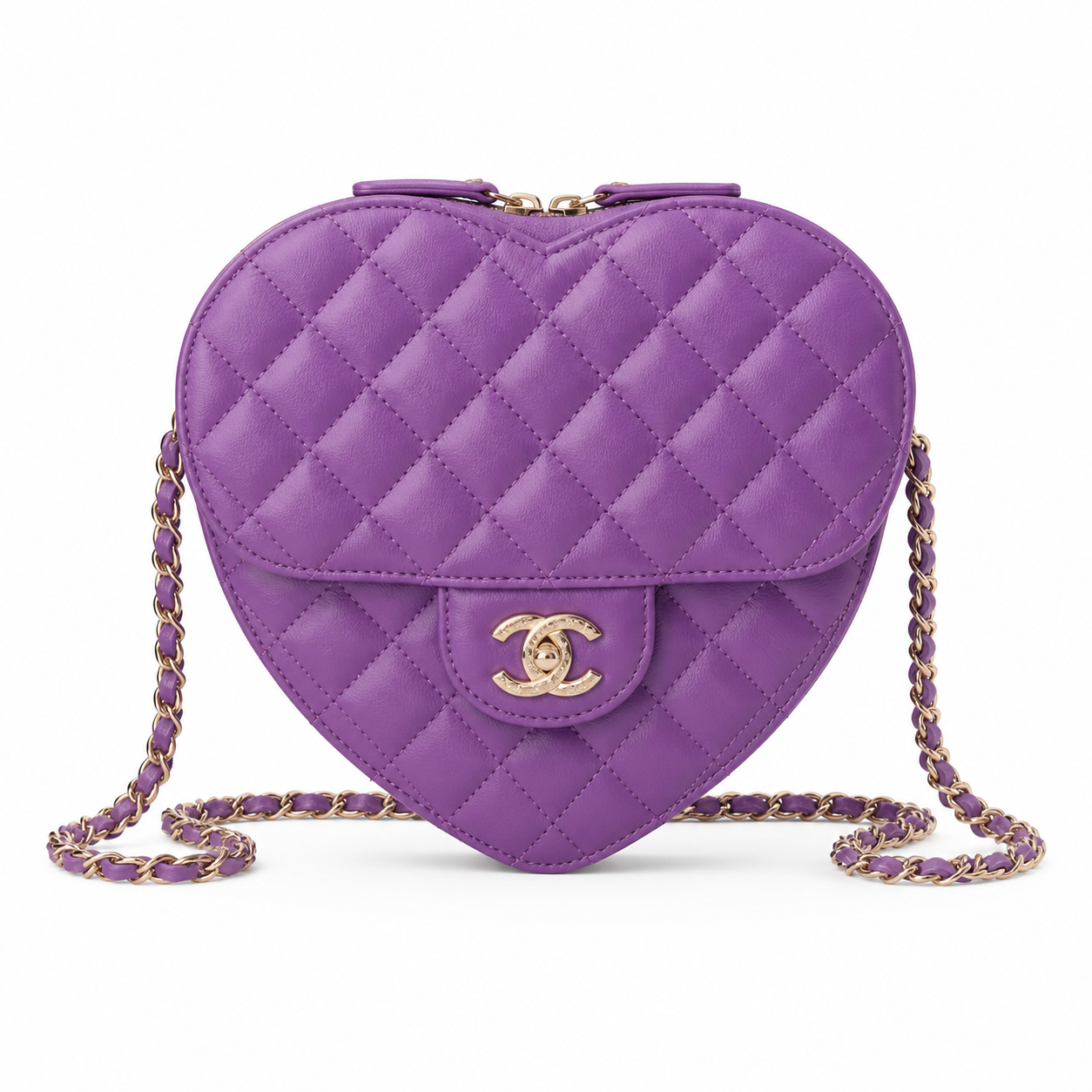 Chanel Heart Bag Lavender Purple Quilted Lambskin | Gold CC Turn-Lock — 18cm