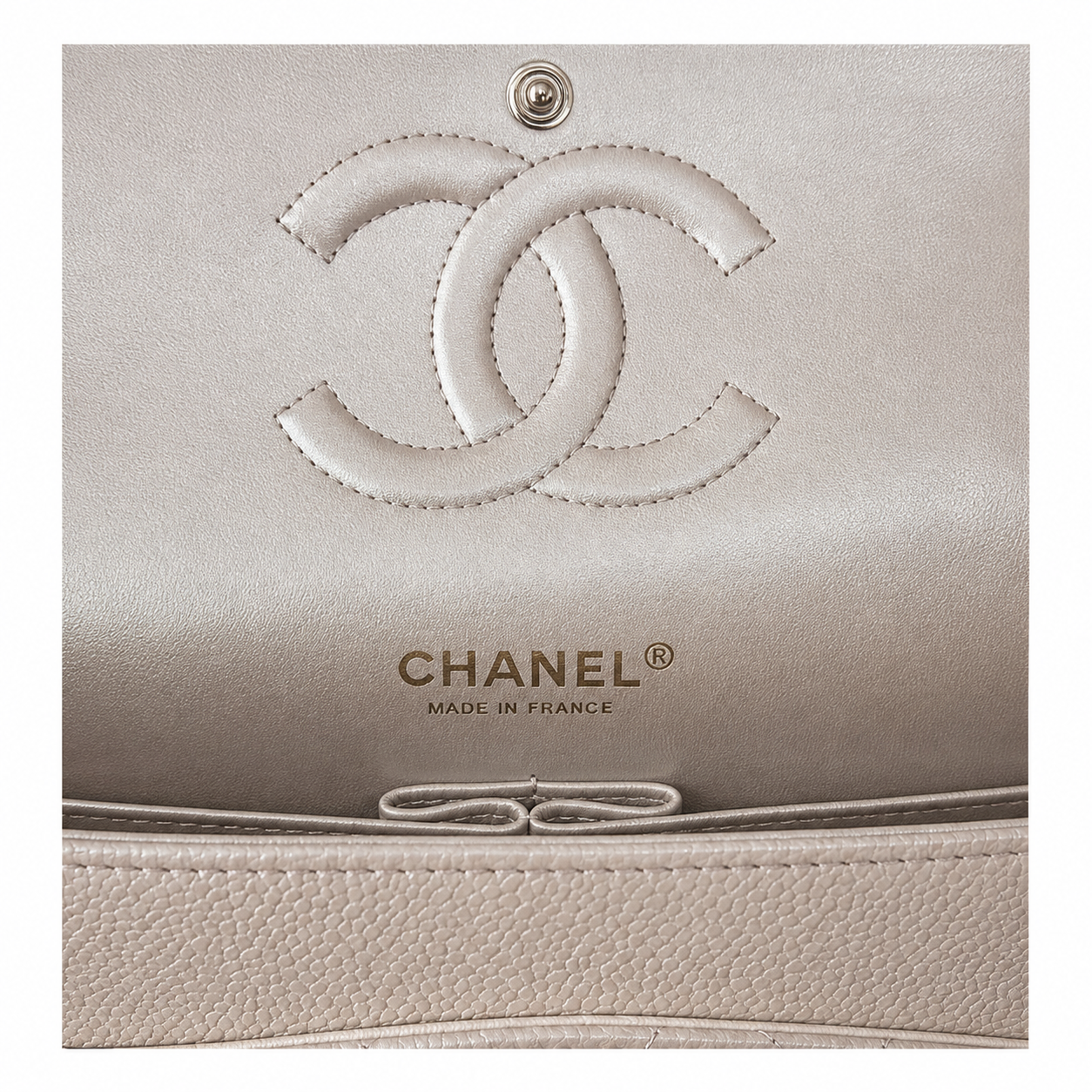 Chanel Ivory Lambskin Classic Medium Double Flap Bag | Silver CC Turn-Lock & Silver Chain