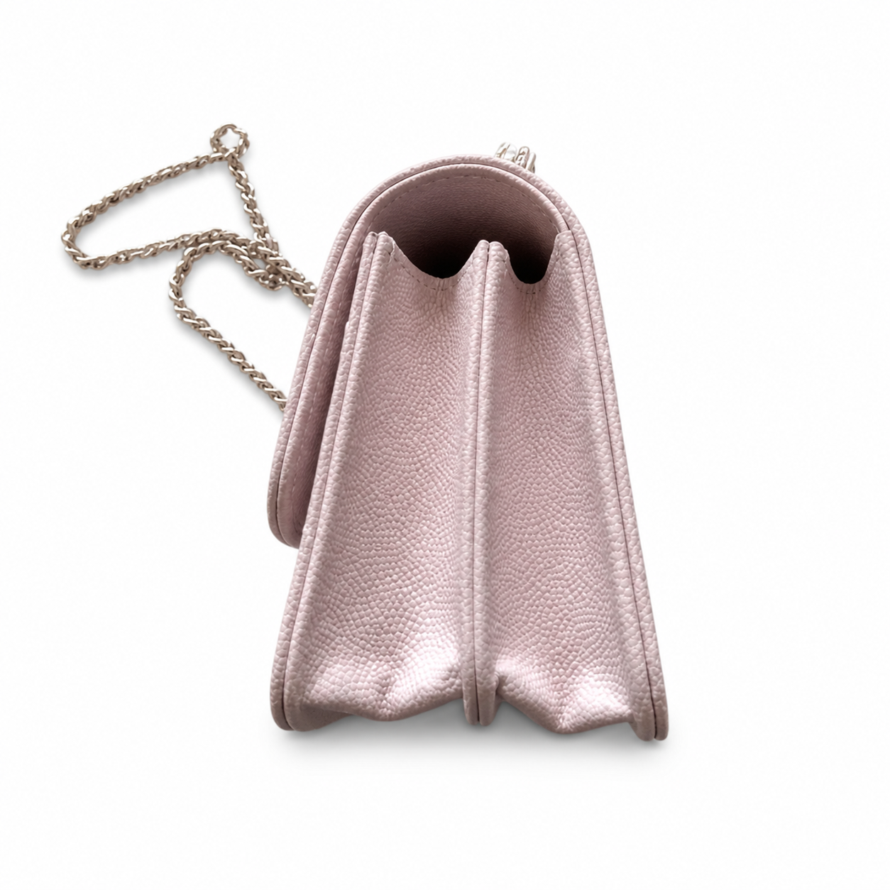 Chanel Mini Top-Handle Flap Pearl Blush Pink Caviar | Gold CC Turn-Lock & Silver Chain — 19cm