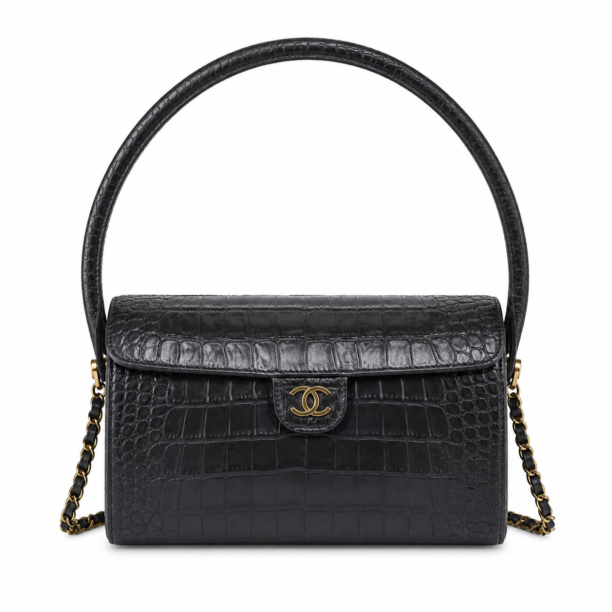 Chanel CC Quilted Top Handle Bag | Detachable Chain & Gold — 23cm