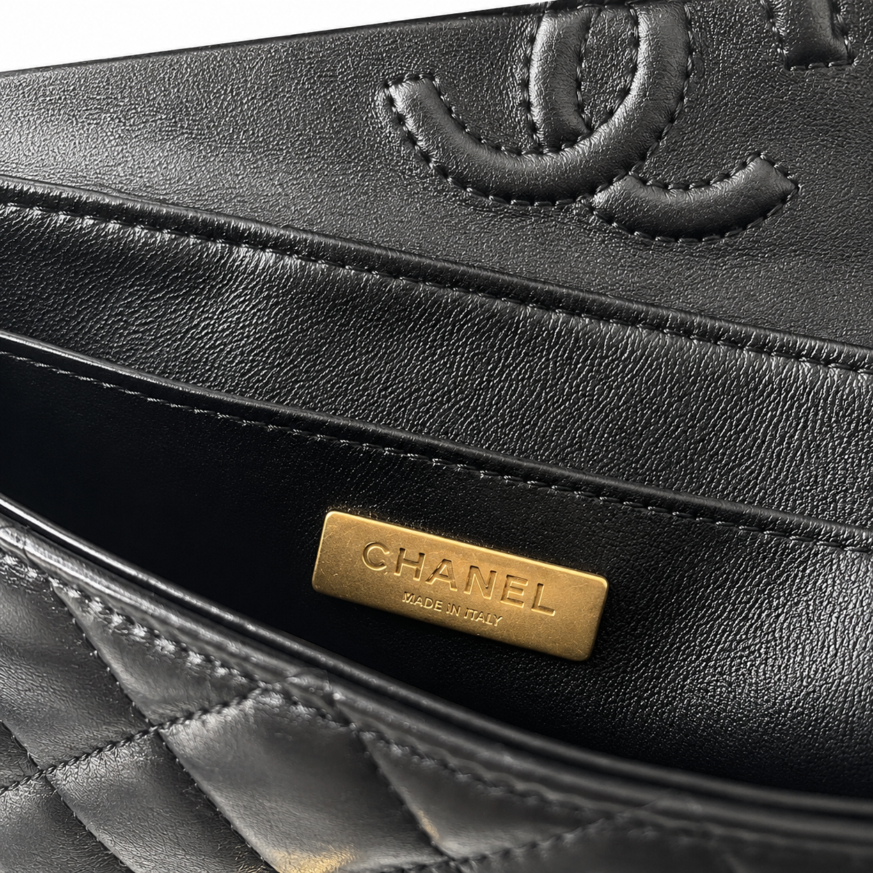 Chanel Black Lambskin Quilted Mini Flap Bag | CHANEL PARIS Gold Padlock Clasp & Gold Chain