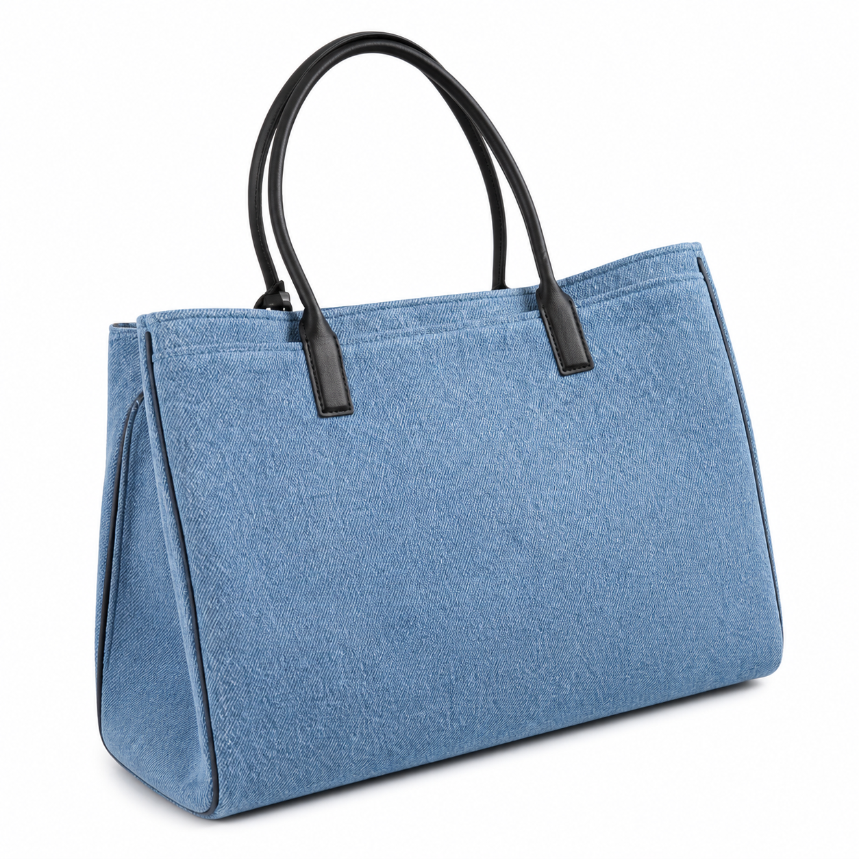 Chanel Large Tote Bag Blue Denim & Black Leather Flap | Gold CC Turn-Lock — 42cm