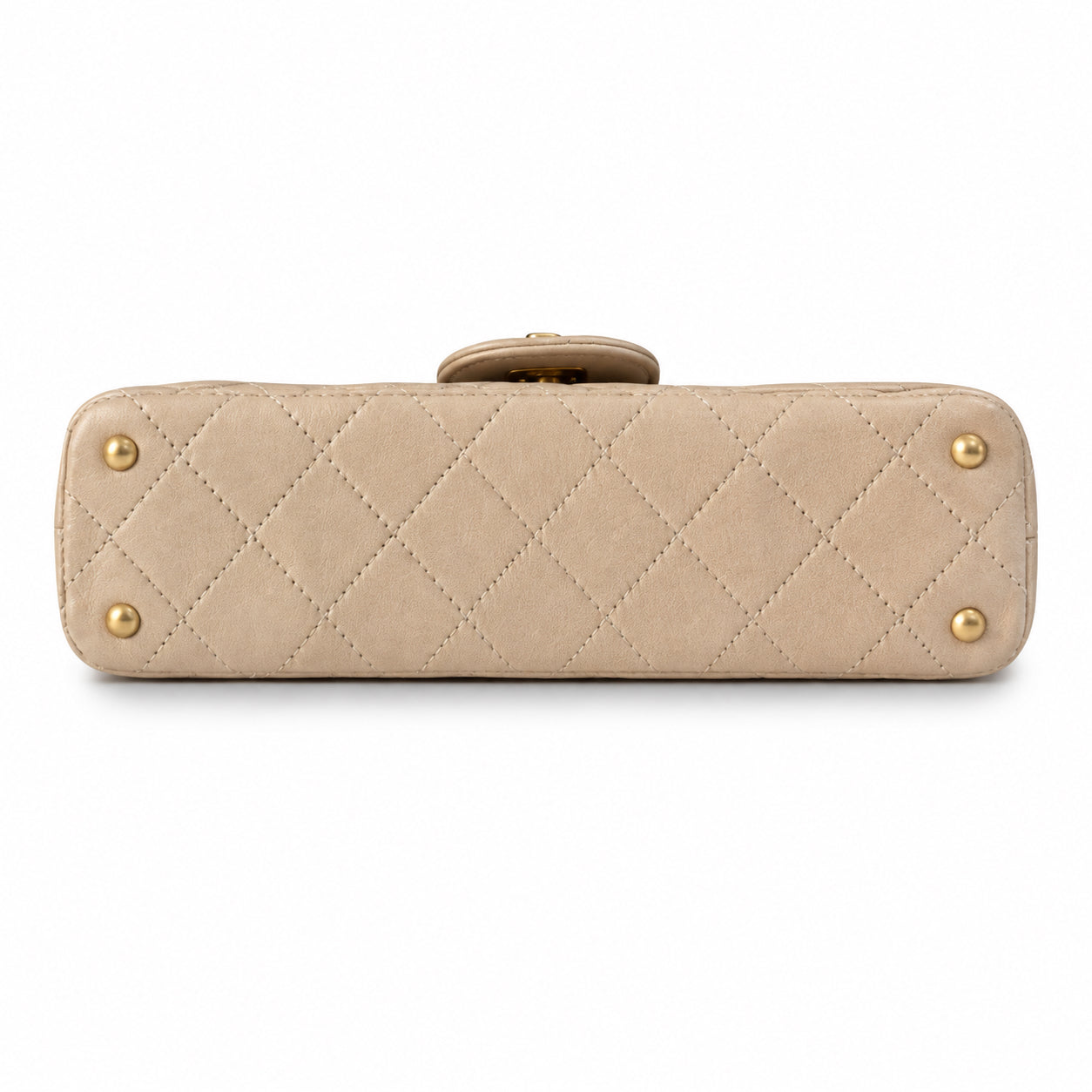 Chanel Nude Beige Lambskin Quilted Mini Flap Bag | CHANEL PARIS Gold Padlock Clasp & Gold Chain
