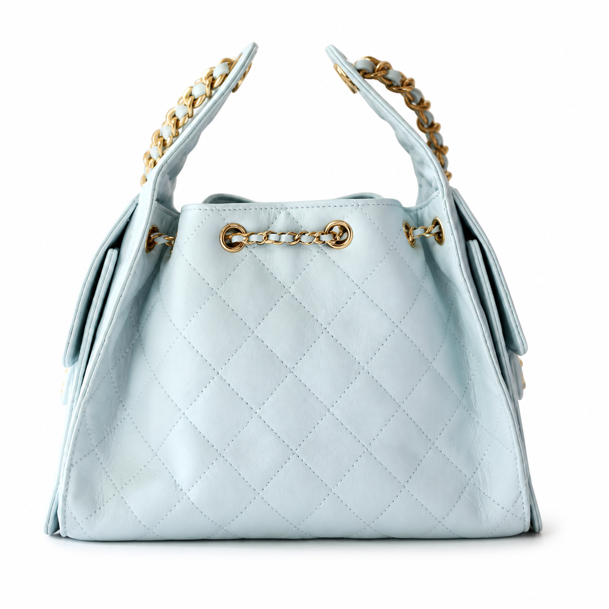 Chanel Classic Quilted Handbag | CC Turn-Lock Rigid Top Handle Chain Strap — 30x26cm