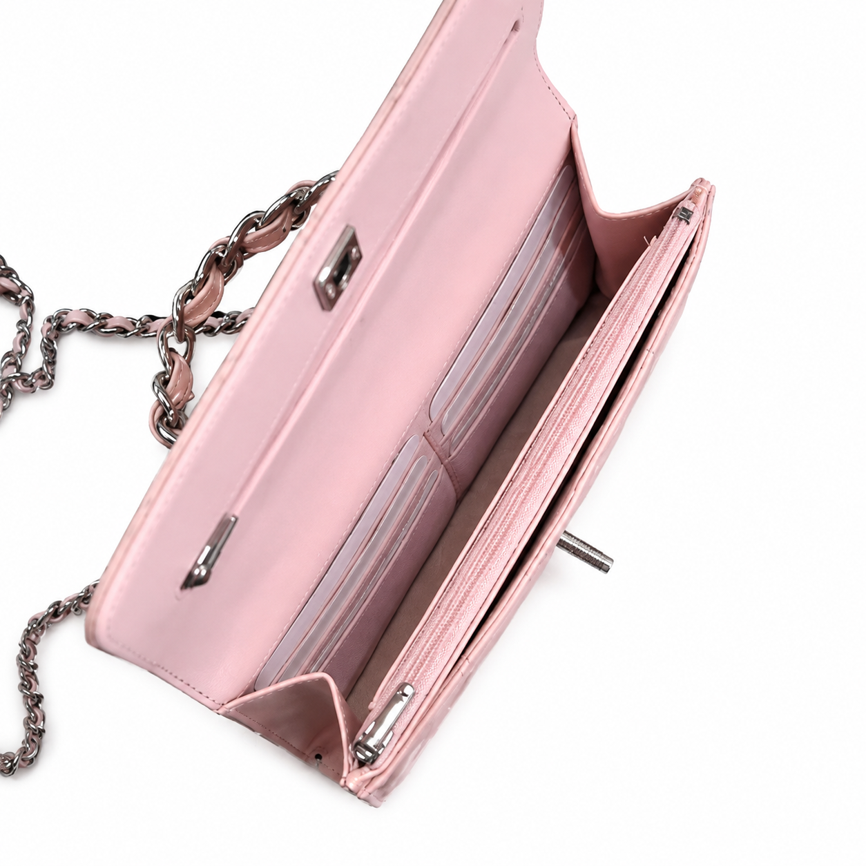 Chanel Pink Quilted Lambskin Flap Bag | Silver CC Chain Top Handle