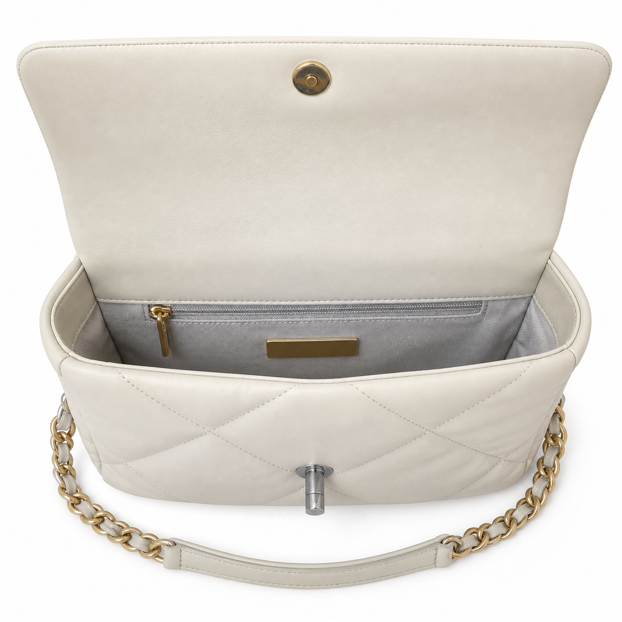 Chanel Classic Quilted Flap Bag | CC Turn-Lock Gold Hardware Leather Chain — 26cm