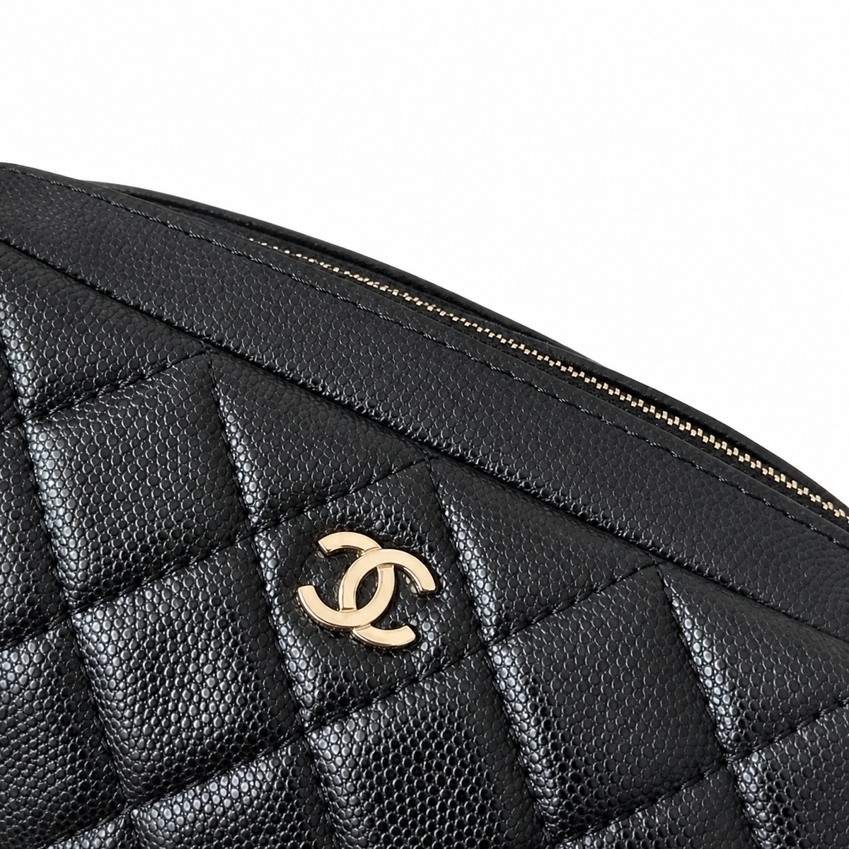 Chanel CC Quilted Vanity Case Bag | Black & Gold Chain — 18cm