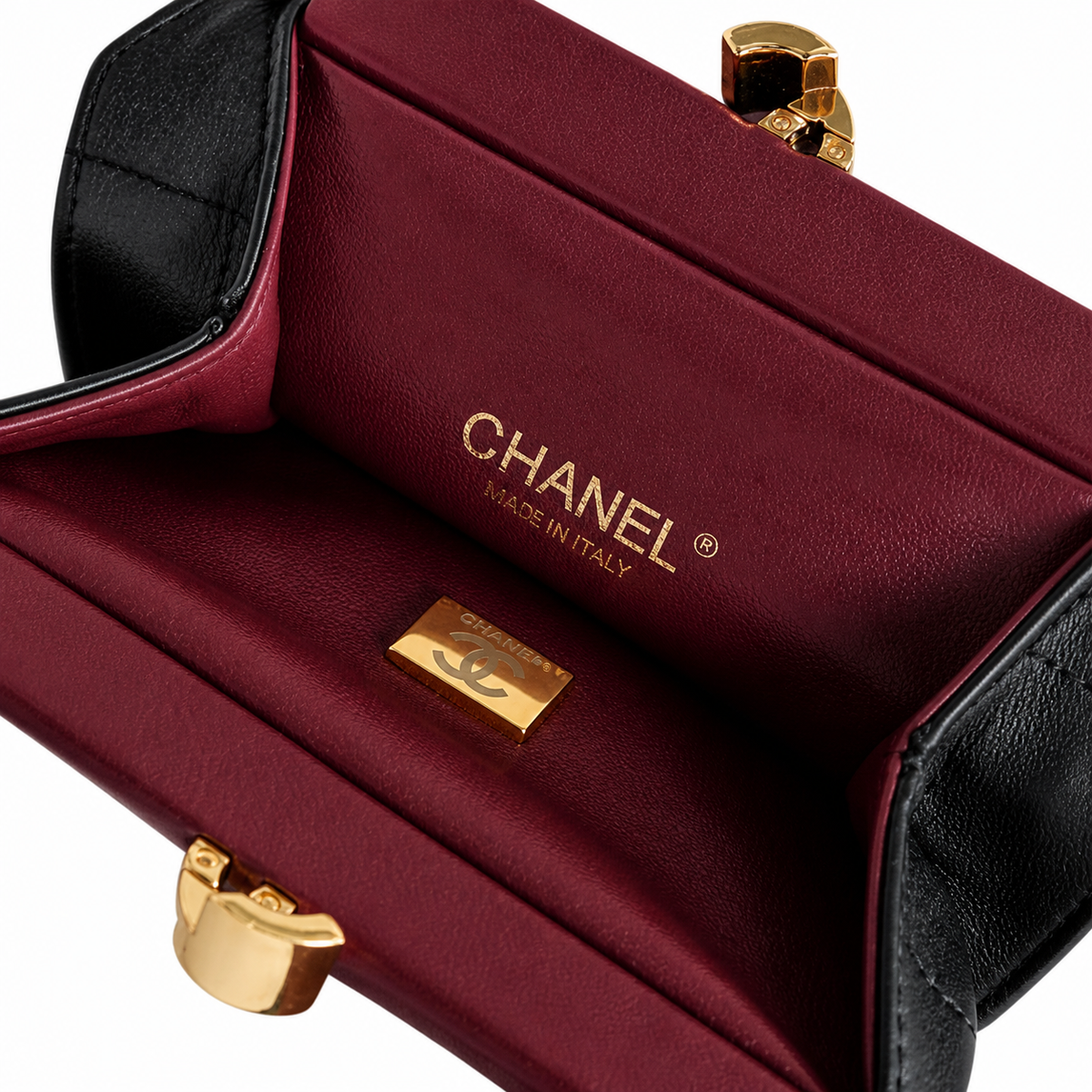 Chanel Large Hobo Bag Black Diamond-Quilted Lambskin | Burgundy Interior & Gold CC Clasp — 32cm