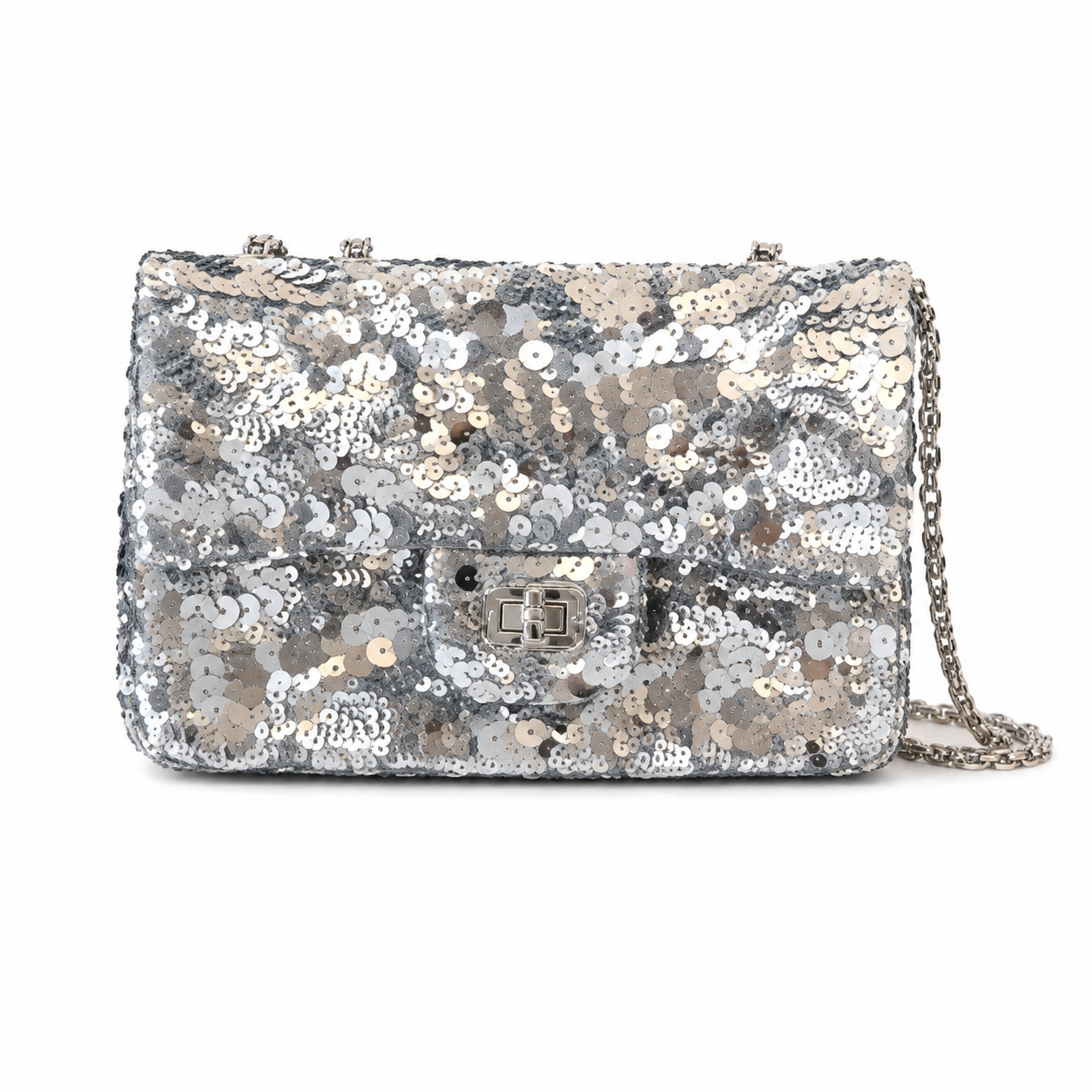 Chanel Silver & Gold Large Mirror Sequin Medium Flap Bag