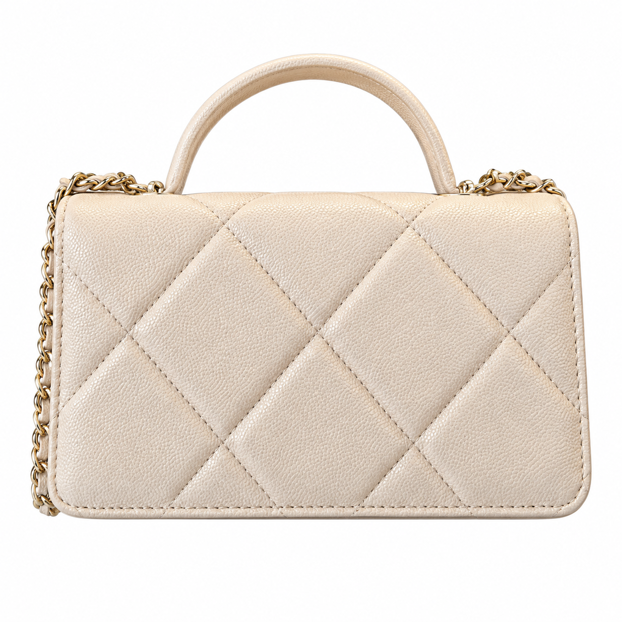 Chanel Trendy CC Quilted Aged Calfskin Top Handle WOC Cream 19cm