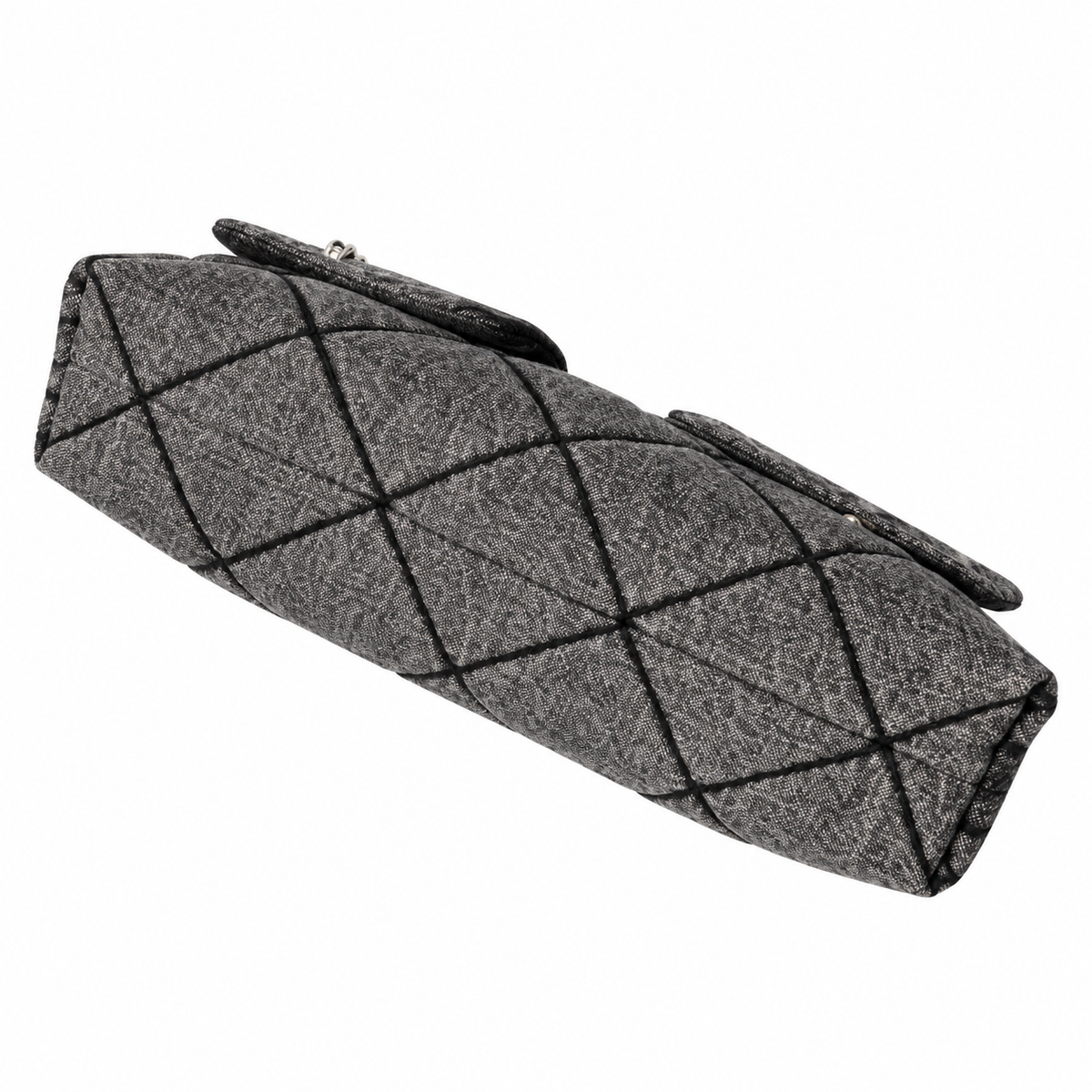 Chanel 24A Quilted Tweed Shopping Bag Grey 25.5×38×10.5cm