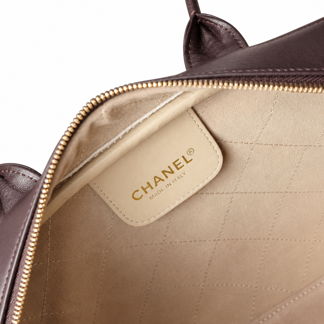 Chanel Bowling Bag Dark Chocolate Grained Leather | Dual Handles & CC Charm Ball — 29cm