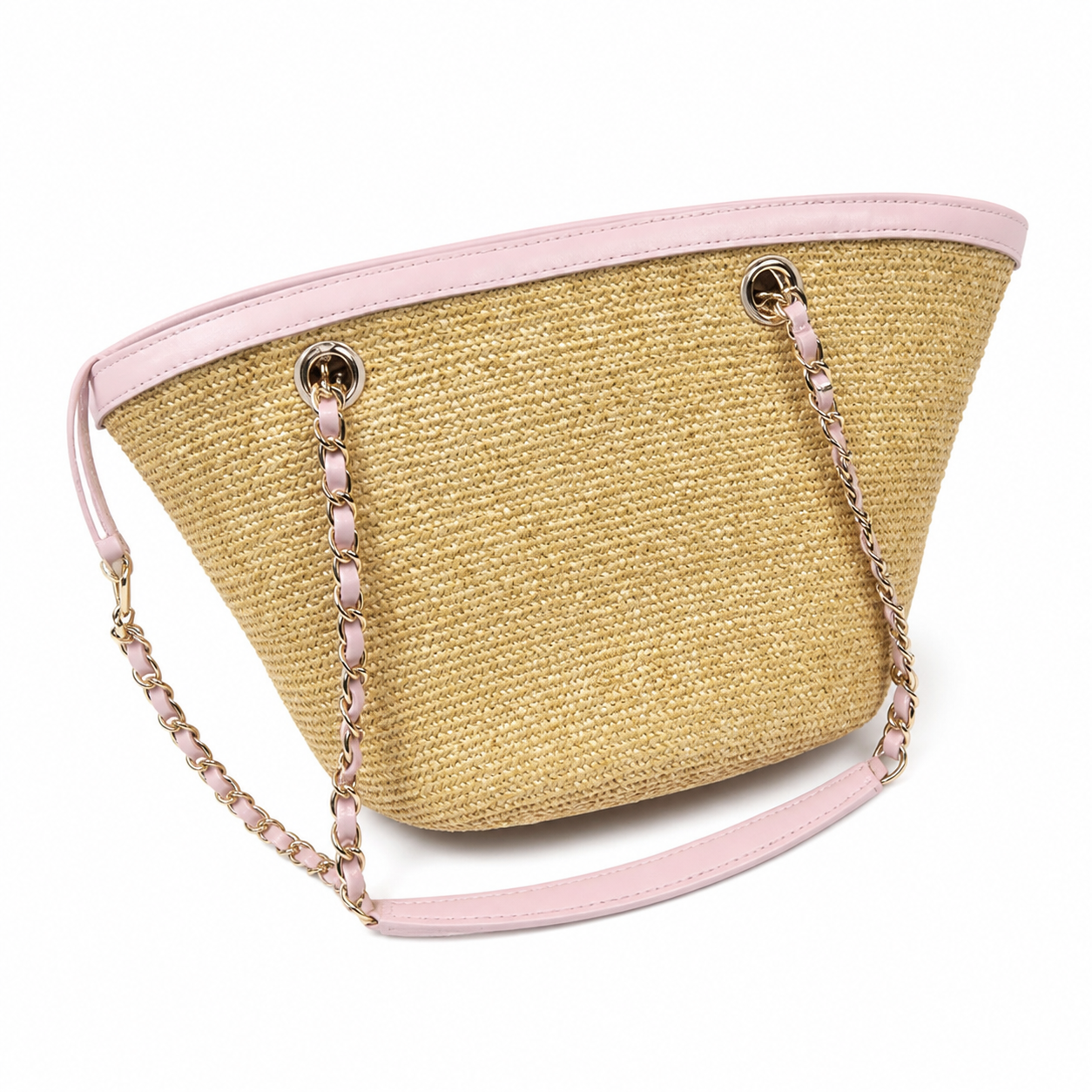 Chanel Large Shopping Tote Blush Pink Smooth Lambskin | Gold CC Disc Buttons & Chain Strap — 41cm