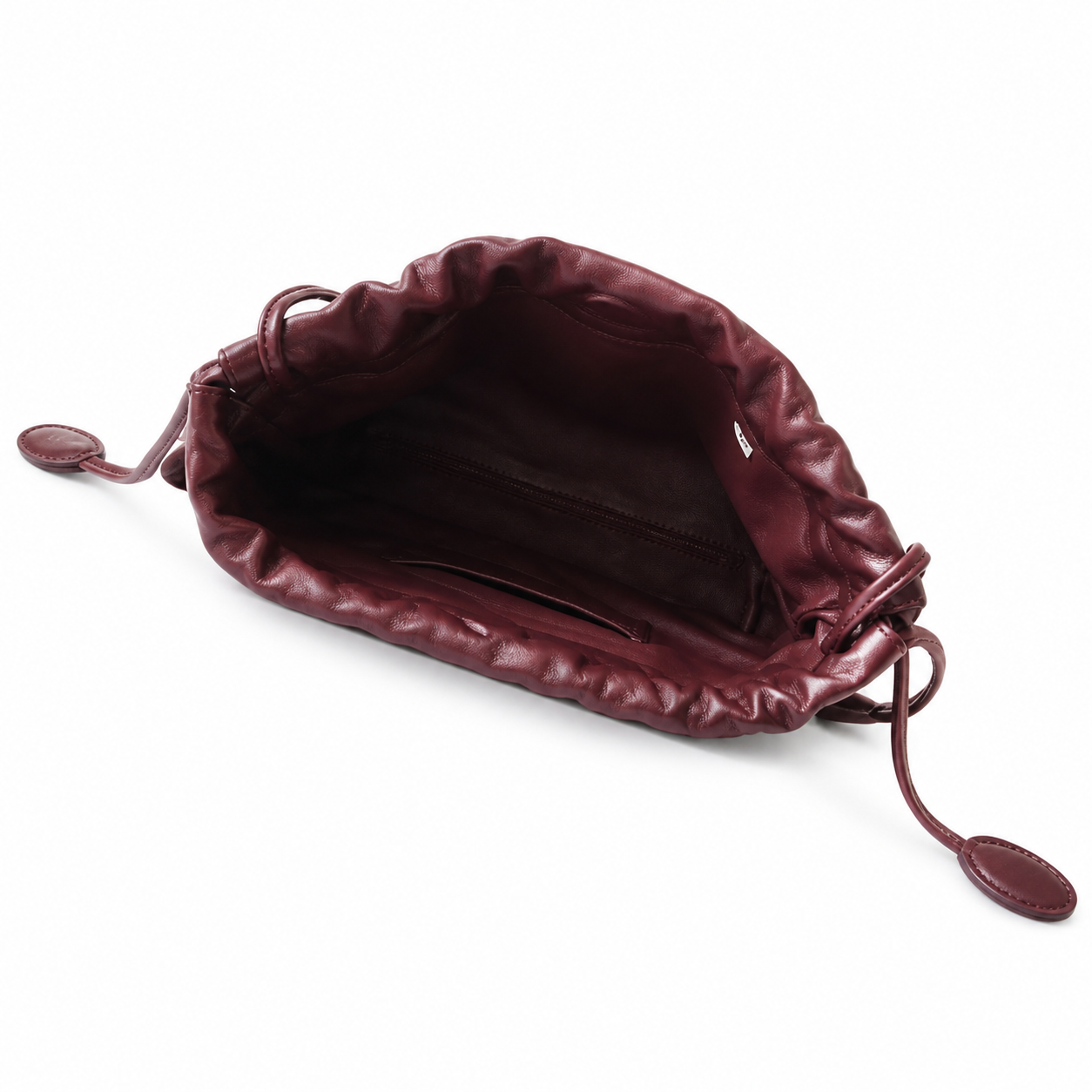 Chanel Burgundy Quilted Lambskin Drawstring Bucket | Tonal CC Coin Discs & Gold CC — 22cm