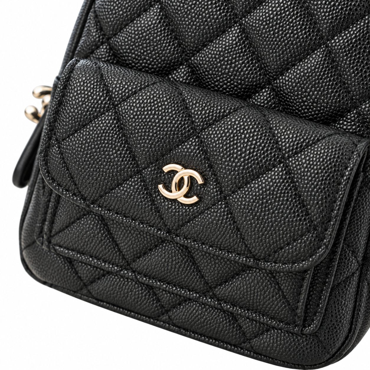 Chanel Quilted Grained Leather Mini Chain Backpack Black 18×13×9cm