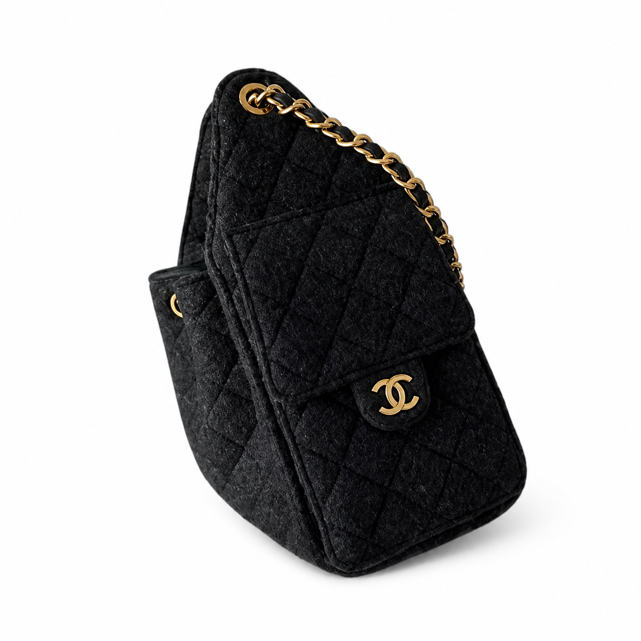 Chanel Classic Quilted Handbag | CC Turn-Lock Rigid Top Handle Chain Strap — 30x26cm