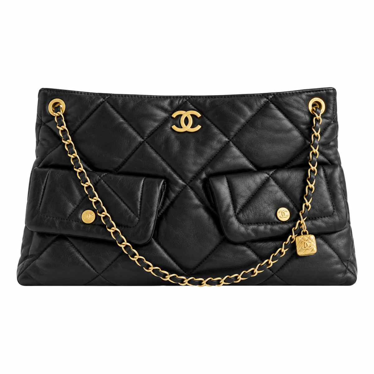 Chanel Quilted Soft Leather Large Tote Black 26×38×11cm