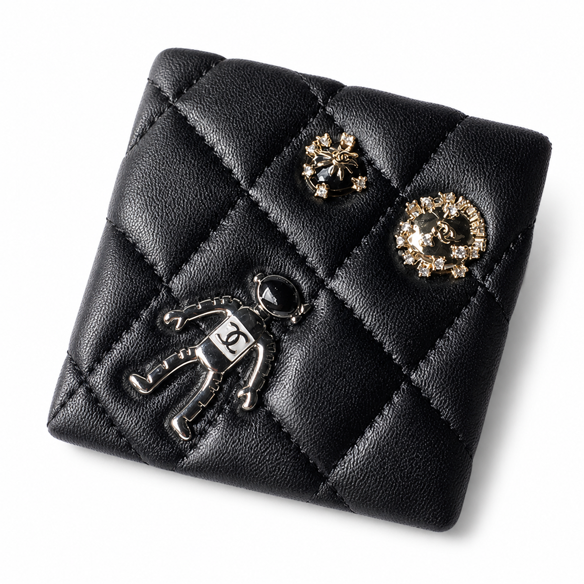 Chanel CC Quilted Double Flap Bag | Black Lambskin & Silver — 25cm