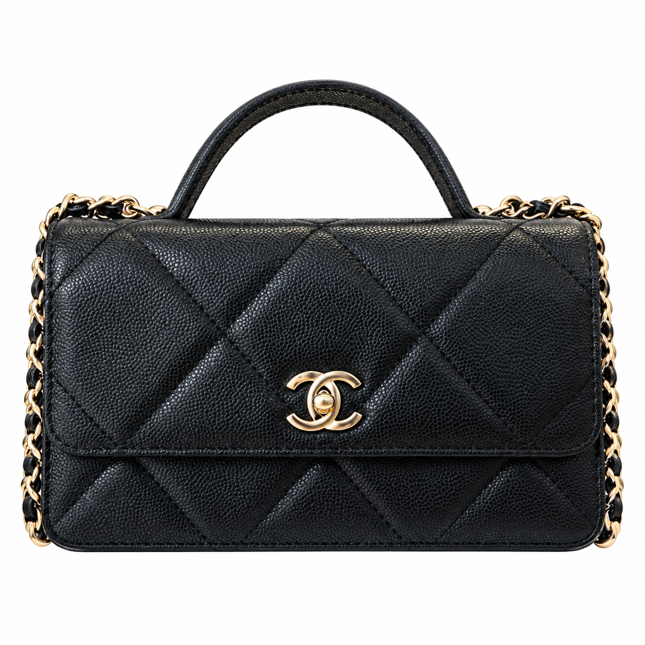 Chanel Trendy CC Quilted Caviar Top Handle WOC Black 19cm