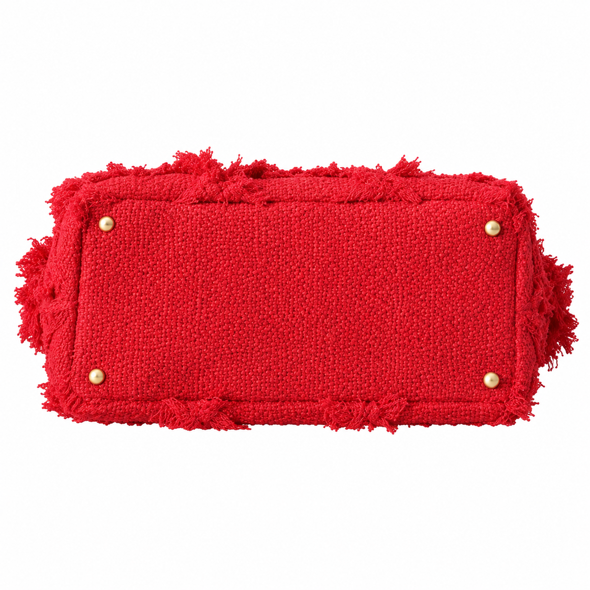 Chanel Large Quilted Fringe Tweed Tote Bag Red Gold 48cm