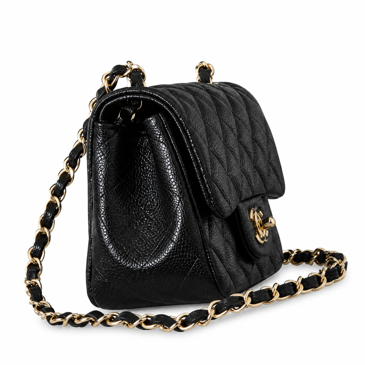 Chanel Classic Quilted Mini Flap Bag | CC Turn-Lock Leather Chain Strap — 13x17cm