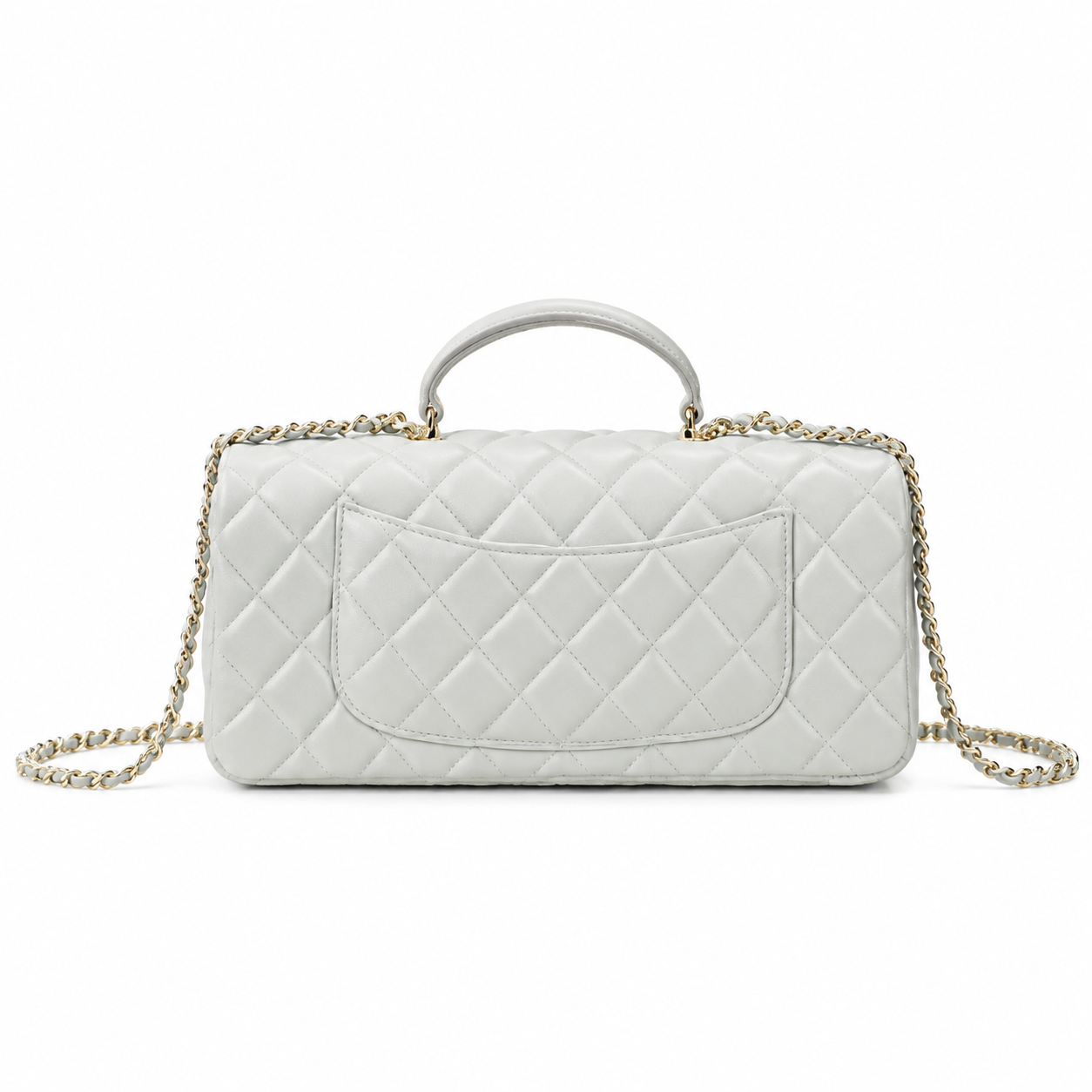 Chanel White Large Diamond-Quilted Lambskin Flap Bag | Crystal CC Turn-Lock & Tonal White Chain
