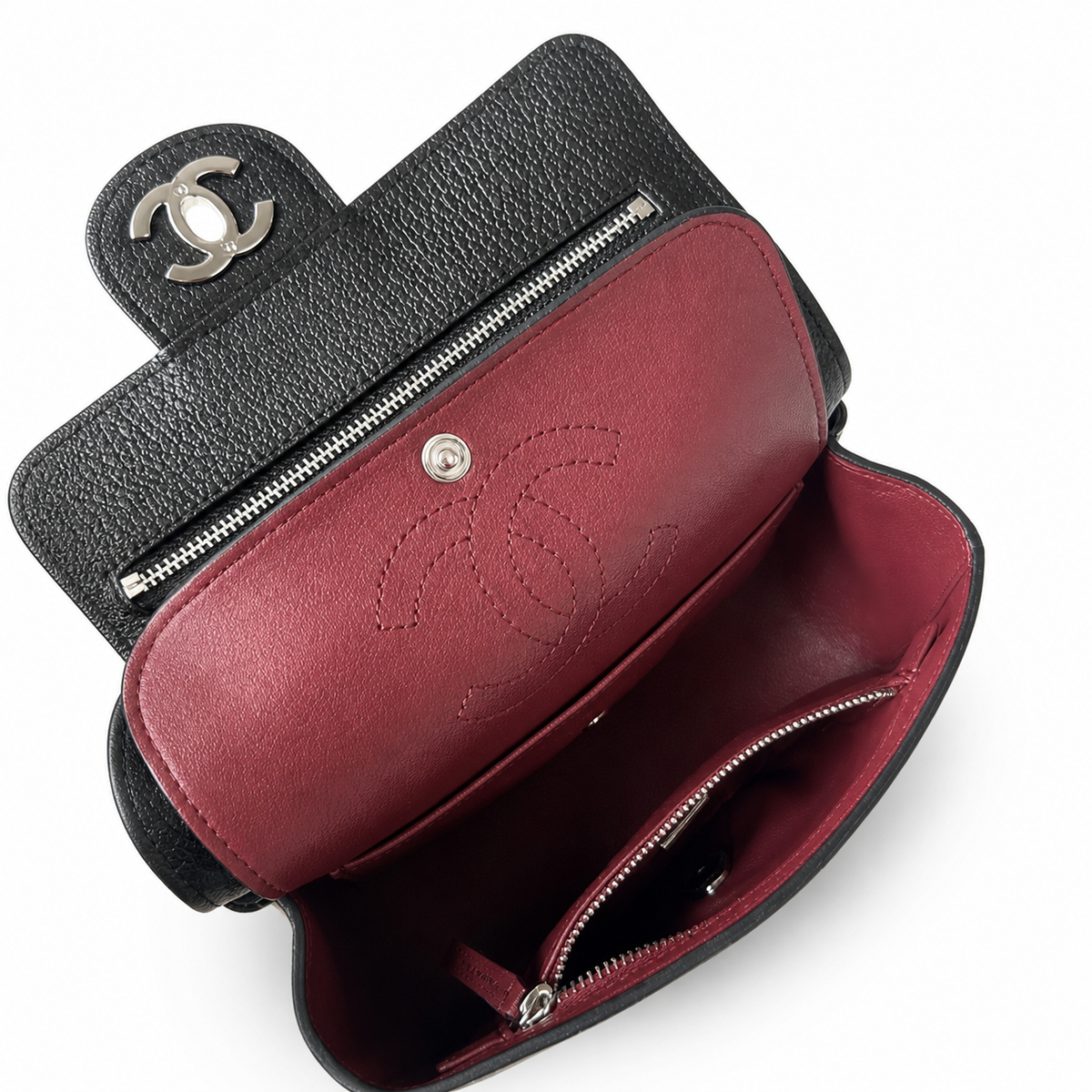 Chanel Classic Quilted Mini Flap Bag | CC Turn-Lock Leather Chain Strap — 13cm