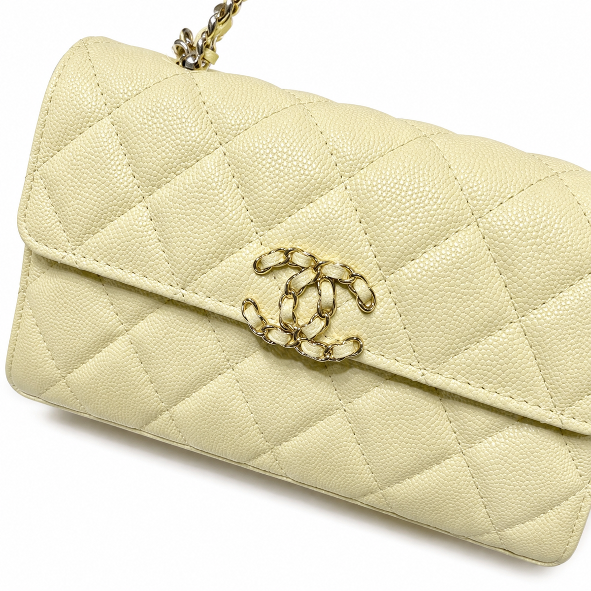 Chanel Lemon Yellow Smooth Lambskin Quilted Mini Top Handle Flap Bag | Gold CC Turn-Lock, Tonal Chain & Quilted Interior Pocket