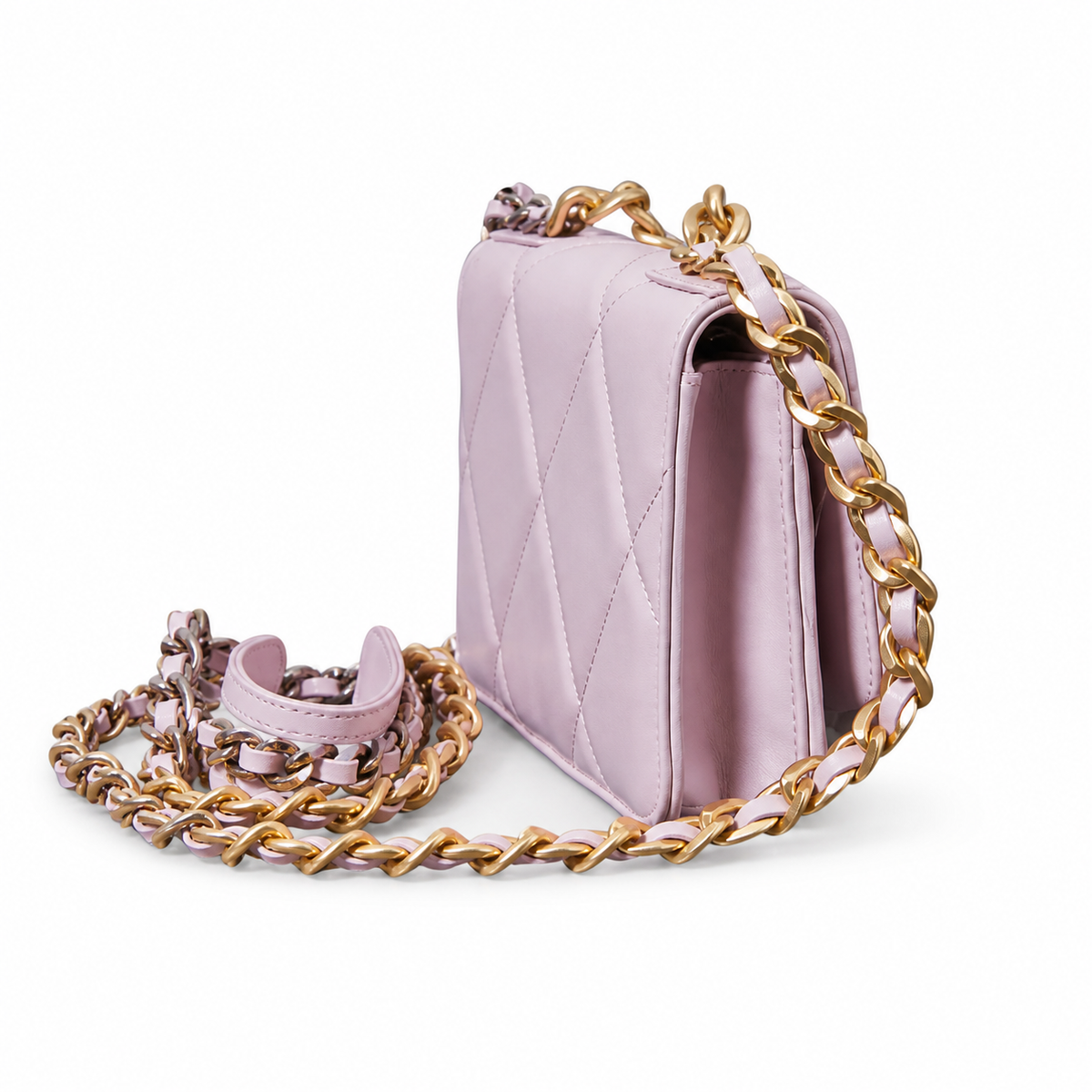 Chanel Classic Quilted Slim Flap Bag | CC Turn-Lock Leather Chain Strap — 12x19.5cm