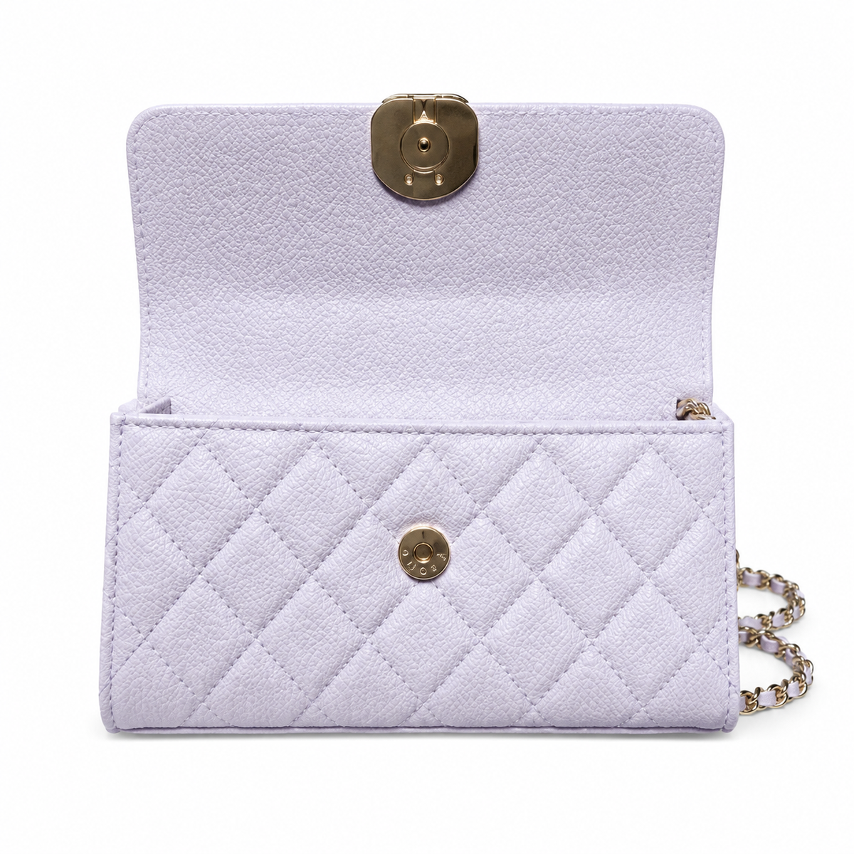 Chanel Lavender Caviar Quilted Mini Top Handle Flap Bag | Crystal CC Closure, Silver Chain & Tonal Lavender Interlace