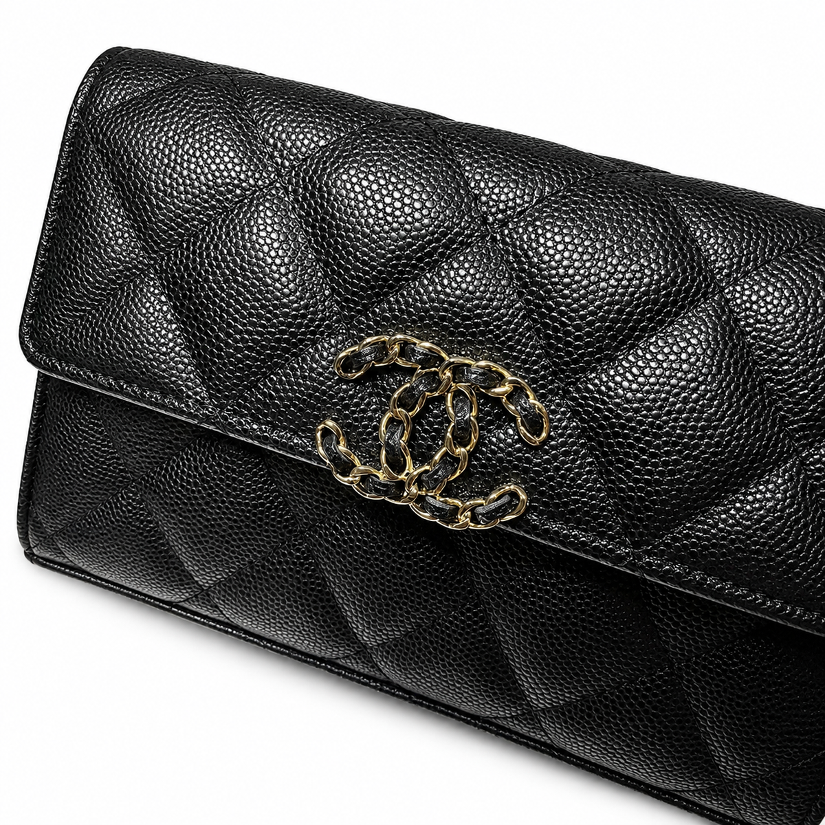 Chanel Black Caviar Quilted Mini Top Handle Flap Bag | Gold Chain-Texture CC Turn-Lock, Ball Connectors & Quilted Interior Pocket