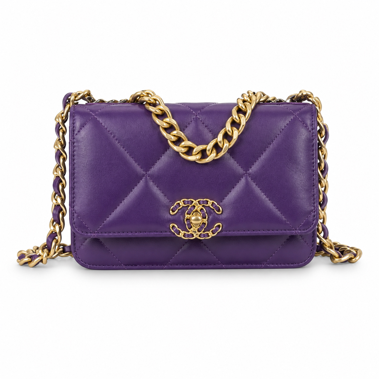 Chanel Classic Quilted Slim Flap Bag | CC Turn-Lock Leather Chain Strap — 12x19.5cm