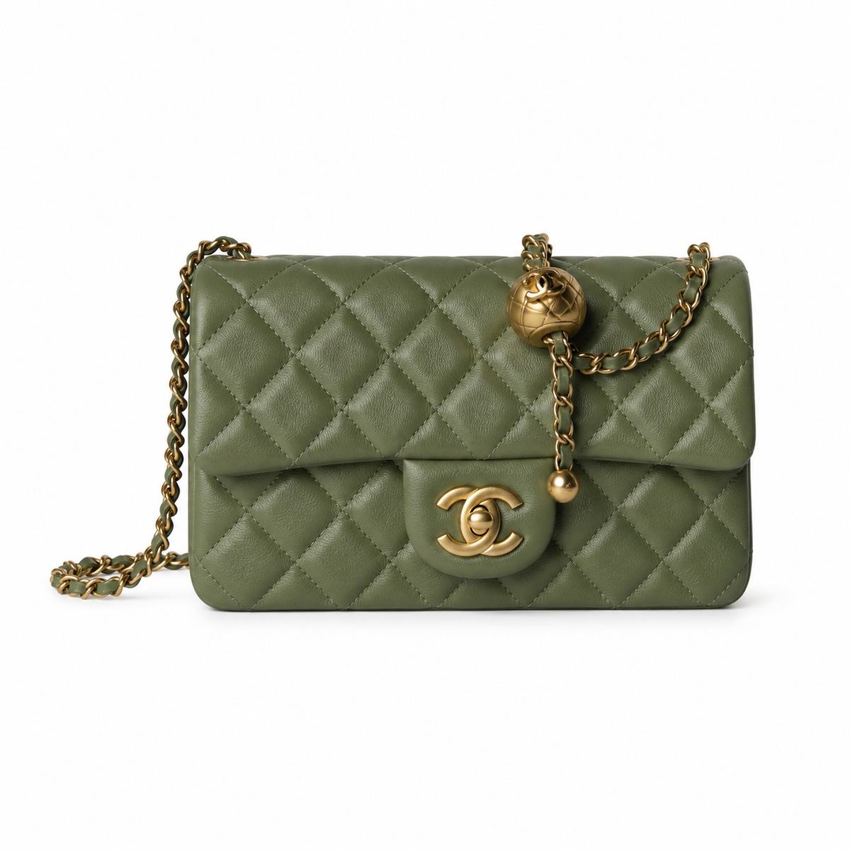 Chanel Classic Quilted Mini Flap Bag | CC Turn-Lock Leather Chain Strap — 20cm White