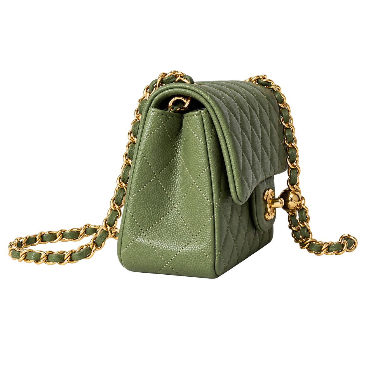 Chanel Classic Quilted Mini Flap Bag | CC Turn-Lock Leather Chain Strap — 20cm White