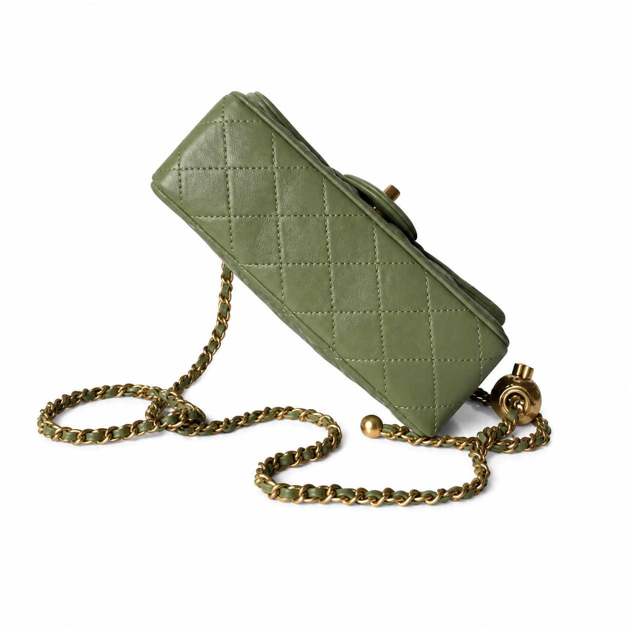 Chanel Classic Quilted Mini Flap Bag | CC Turn-Lock Leather Chain Strap — 20cm White