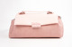Pink Woven Canvas Flap Shoulder Bag 28cm