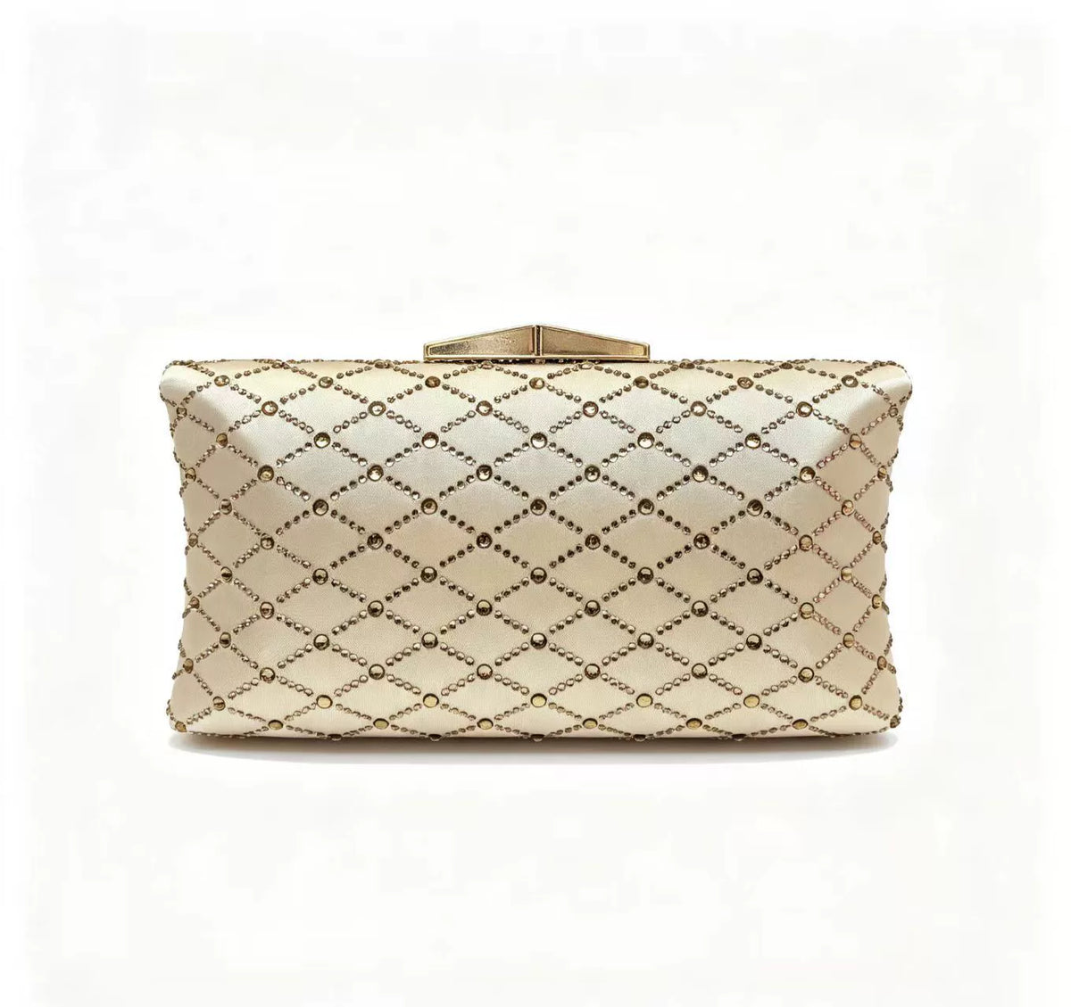 Champagne Beaded Box Clutch 24cm