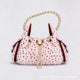 Polka Dot Faux Fur Chain Bucket Bag