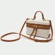 Canvas Leather Trim Vanity Case Bag 28cm