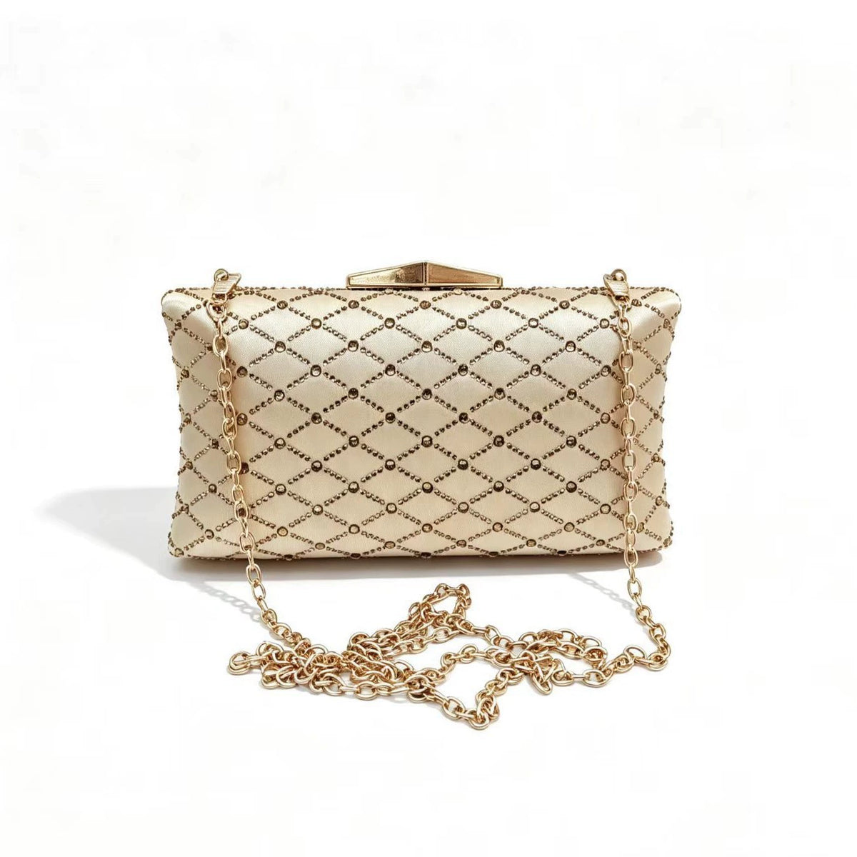 Champagne Beaded Box Clutch 24cm
