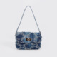 Frayed Denim Quilted Flap Shoulder Bag
