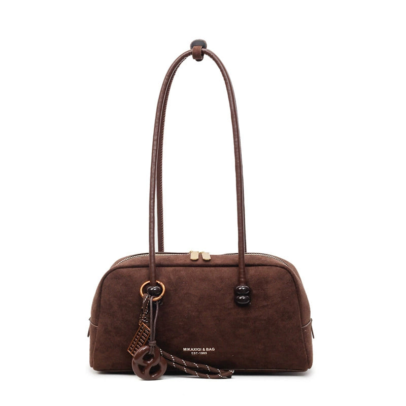 MIKAXIQI Suede Dome Shoulder Bag